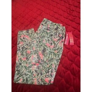 Lilly Pulitzer Luxletic Crops Corso Golf Pants UPF 50 ParFection Blue Print 16